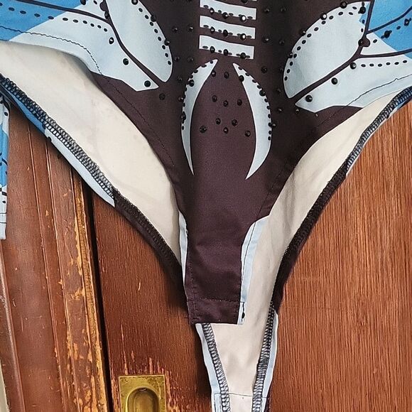 Butterfly Print Bodysuit - Black and Blue - Picture 7 of 7